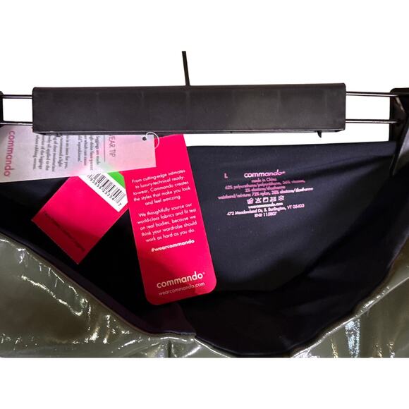 Commando Leggings Patent Faux Leather Womens Large Shiny Olive Green High Rise - Picture 6 of 8